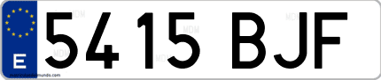 Ejemplo de matrícula de coche ordinaria 5415 BJF