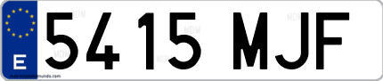 Ejemplo de matrícula de coche ordinaria 5415 MJF