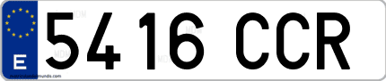 Ejemplo de matrícula de coche ordinaria 5416 CCR