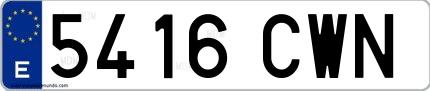 Ejemplo de matrícula española 5416 CWN