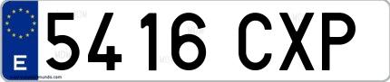 Ejemplo de matrícula española 5416 CXP