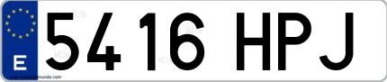 Ejemplo de matrícula de coche ordinaria 5416 HPJ