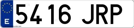 Ejemplo de matrícula española 5416 JRP