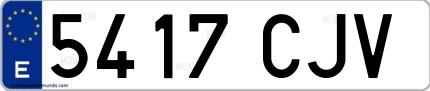 Ejemplo de matrícula española 5417 CJV