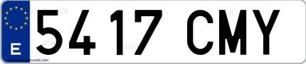 Ejemplo de matrícula española 5417 CMY