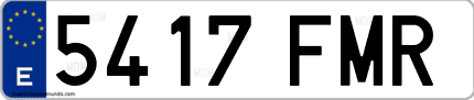 Ejemplo de matrícula de coche ordinaria 5417 FMR
