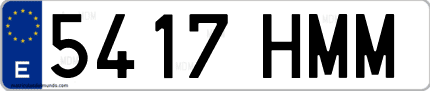 Ejemplo de matrícula de coche ordinaria 5417 HMM