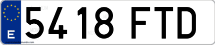 Ejemplo de matrícula de coche ordinaria 5418 FTD