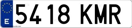 Ejemplo de matrícula española 5418 KMR