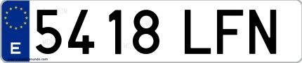 Ejemplo de matrícula española 5418 LFN