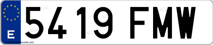 Ejemplo de matrícula de coche ordinaria 5419 FMW