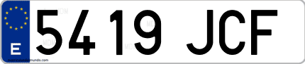 Ejemplo de matrícula de coche ordinaria 5419 JCF