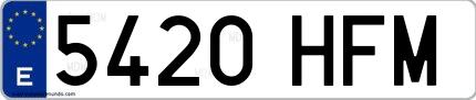 Ejemplo de matrícula española 5420 HFM