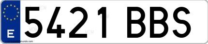 Ejemplo de matrícula española 5421 BBS