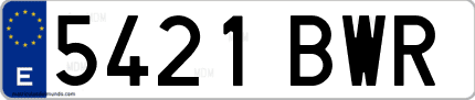 Ejemplo de matrícula de coche ordinaria 5421 BWR