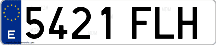Ejemplo de matrícula de coche ordinaria 5421 FLH