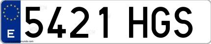 Ejemplo de matrícula española 5421 HGS