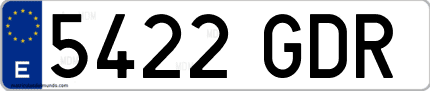 Ejemplo de matrícula de coche ordinaria 5422 GDR