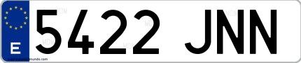 Ejemplo de matrícula española 5422 JNN