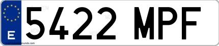 Ejemplo de matrícula española 5422 MPF