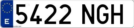 Ejemplo de matrícula española 5422 NGH