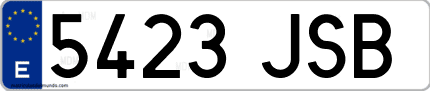 Ejemplo de matrícula de coche ordinaria 5423 JSB