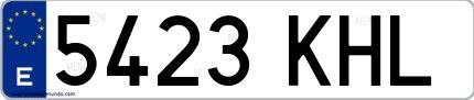 Ejemplo de matrícula española 5423 KHL