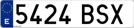 Ejemplo de matrícula española 5424 BSX