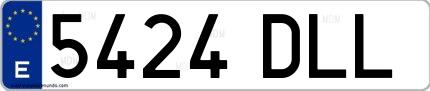 Ejemplo de matrícula española 5424 DLL