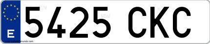 Ejemplo de matrícula española 5425 CKC