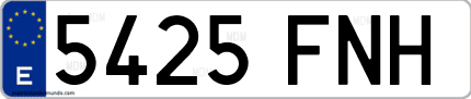 Ejemplo de matrícula de coche ordinaria 5425 FNH