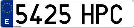 Ejemplo de matrícula de coche ordinaria 5425 HPC