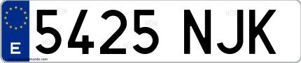 Ejemplo de matrícula española 5425 NJK
