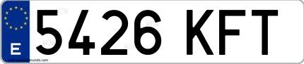 Ejemplo de matrícula española 5426 KFT