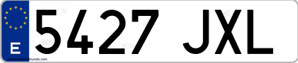 Ejemplo de matrícula de coche ordinaria 5427 JXL