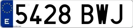 Ejemplo de matrícula española 5428 BWJ