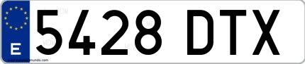 Ejemplo de matrícula española 5428 DTX