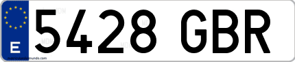 Ejemplo de matrícula de coche ordinaria 5428 GBR