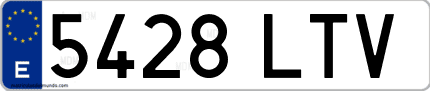 Ejemplo de matrícula de coche ordinaria 5428 LTV