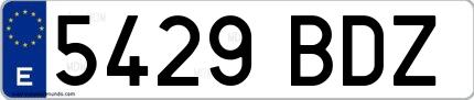 Ejemplo de matrícula española 5429 BDZ