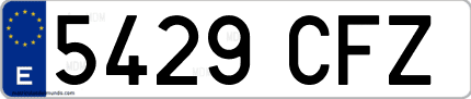 Ejemplo de matrícula de coche ordinaria 5429 CFZ