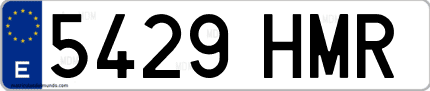 Ejemplo de matrícula de coche ordinaria 5429 HMR