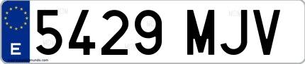 Ejemplo de matrícula española 5429 MJV