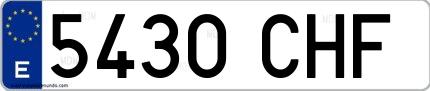 Ejemplo de matrícula española 5430 CHF