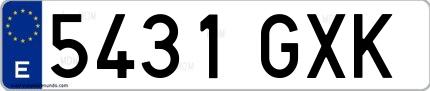 Ejemplo de matrícula española 5431 GXK