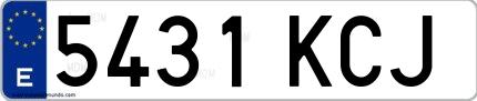 Ejemplo de matrícula española 5431 KCJ