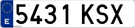 Ejemplo de matrícula de coche ordinaria 5431 KSX