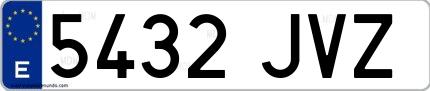 Ejemplo de matrícula española 5432 JVZ