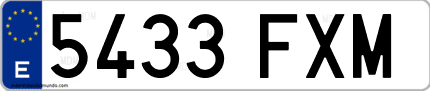 Ejemplo de matrícula de coche ordinaria 5433 FXM