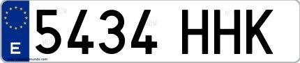 Ejemplo de matrícula española 5434 HHK